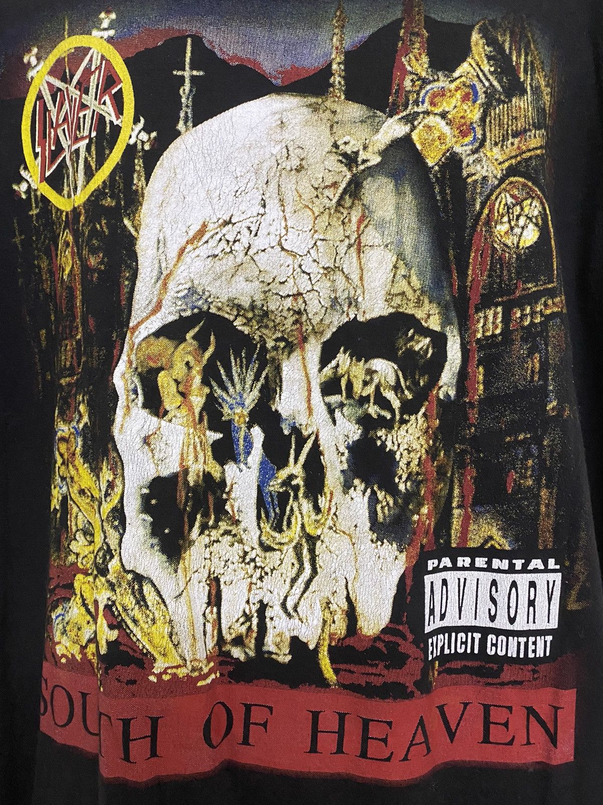 Band Tees × Slayer × Vintage Vintage 90s Slayer Band South Of Heaven Tee Size US XL / EU 56 / 4 - 4 Thumbnail