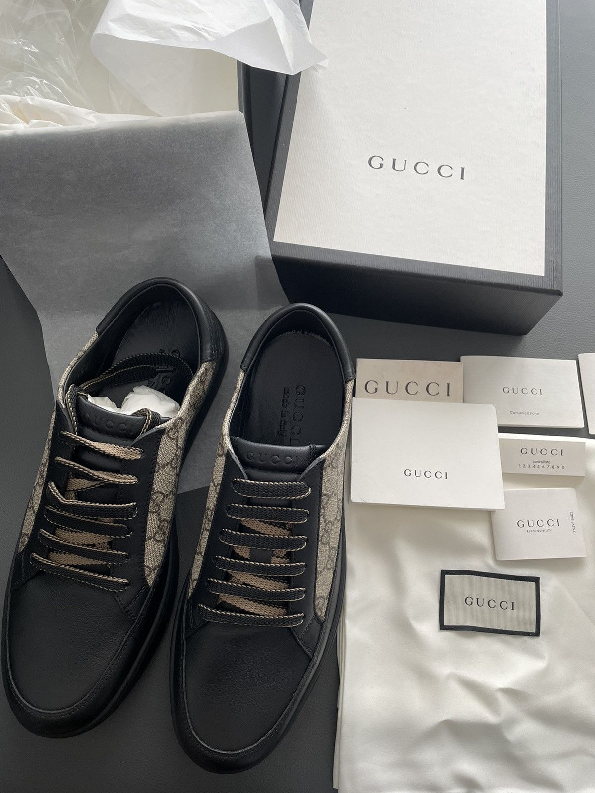 Gucci Limited Edition Supreme Gucci Logo Leather Sneaker Size US 9.5 / EU 42-43 - 16 Thumbnail