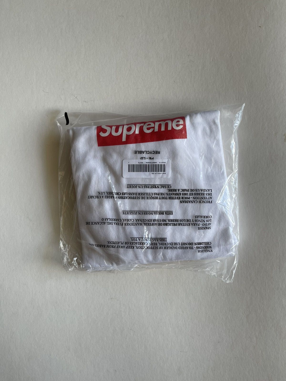 Supreme Box Logo L/S Tee White Size L