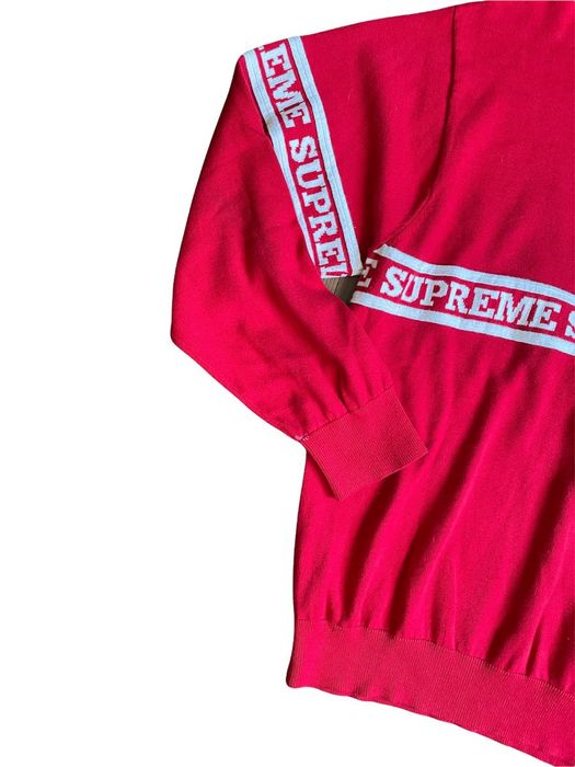 Supreme Supreme Logo Stripe Knit Top Red FW19 | Grailed