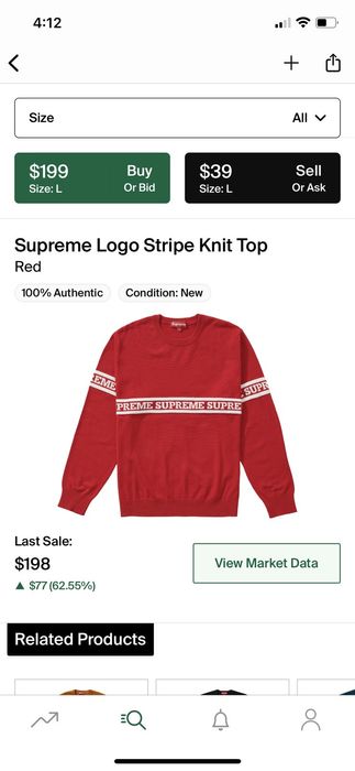 Supreme Supreme Logo Stripe Knit Top Red FW19 | Grailed