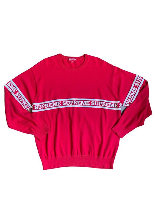 Supreme Supreme Logo Stripe Knit Top Red FW19 | Grailed