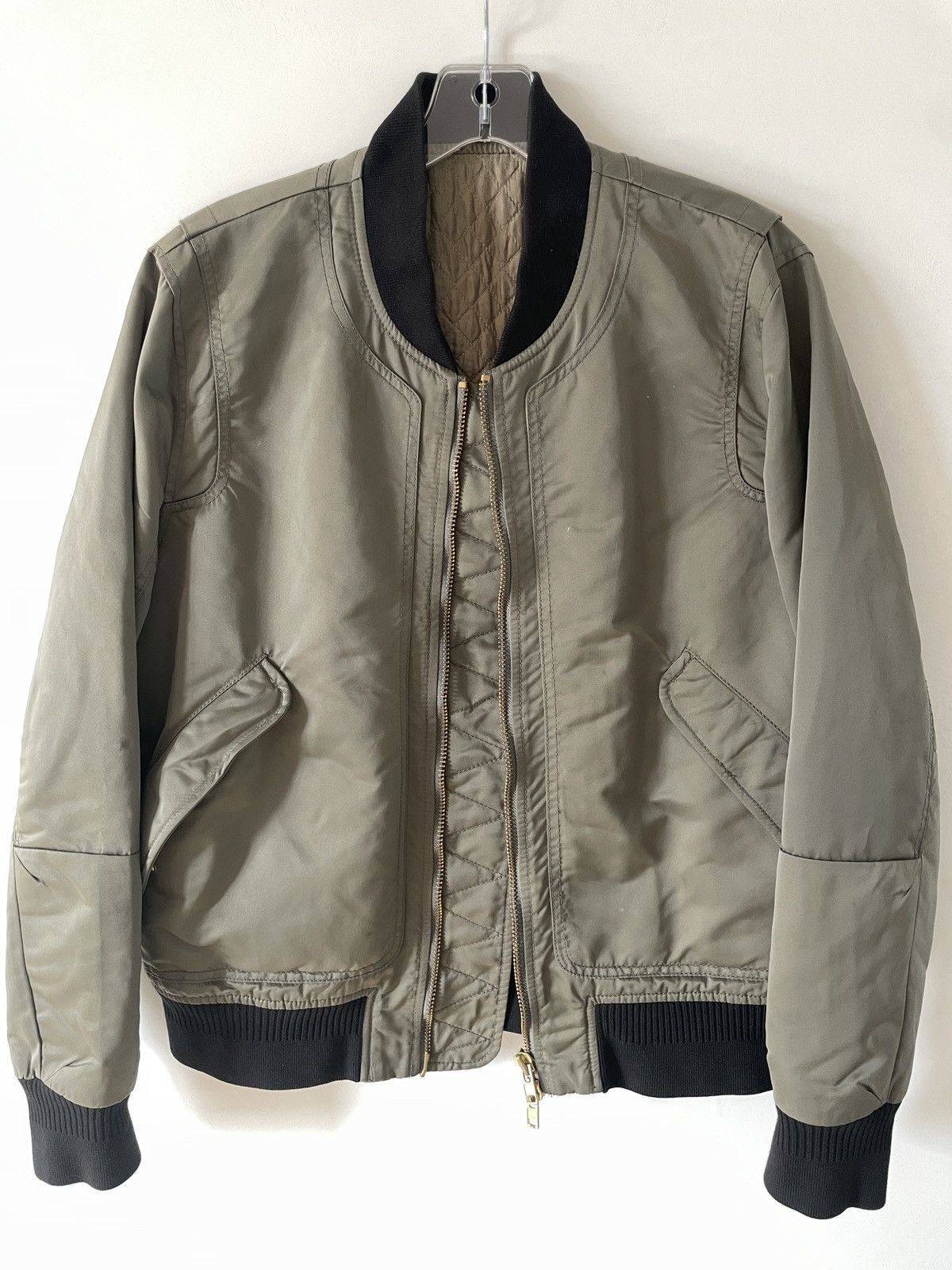 Tim Coppens olive green nylon bomber jacket