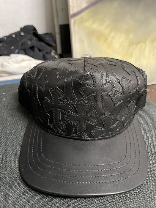 Chrome Hearts Chrome Hearts Cemetery Cross Leather Hat | Grailed