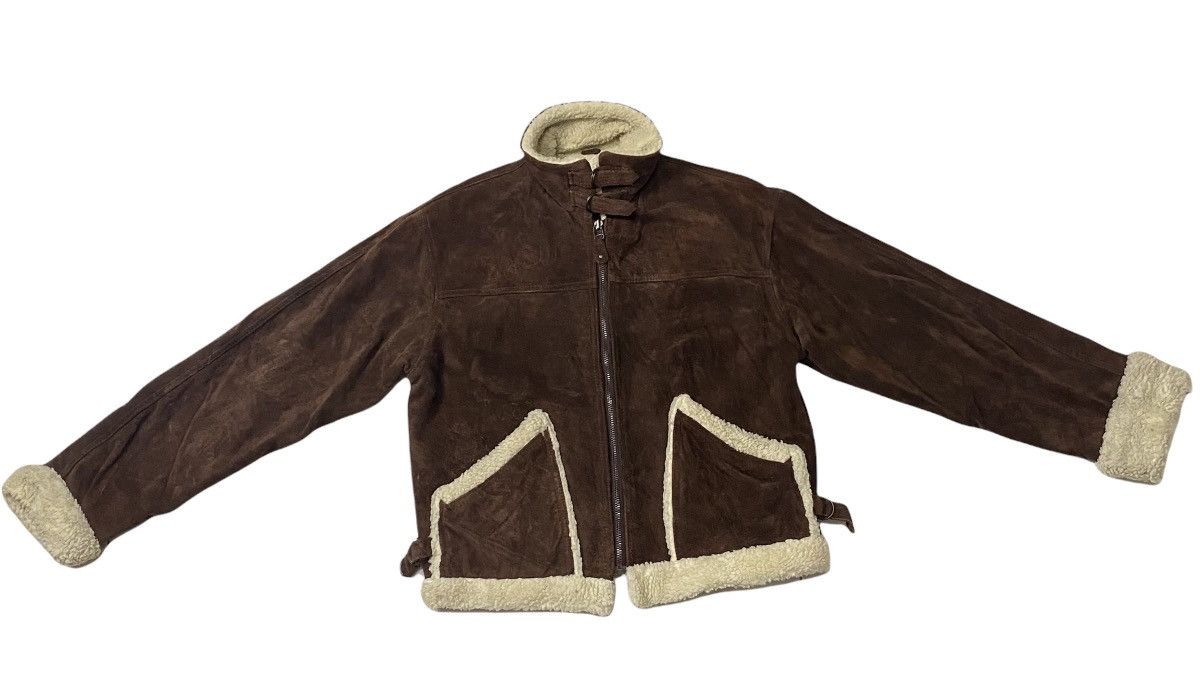 Genuine Leather vintage suede sherpa leather jacket zipper up Size US M / EU 48-50 / 2 - 7 Thumbnail