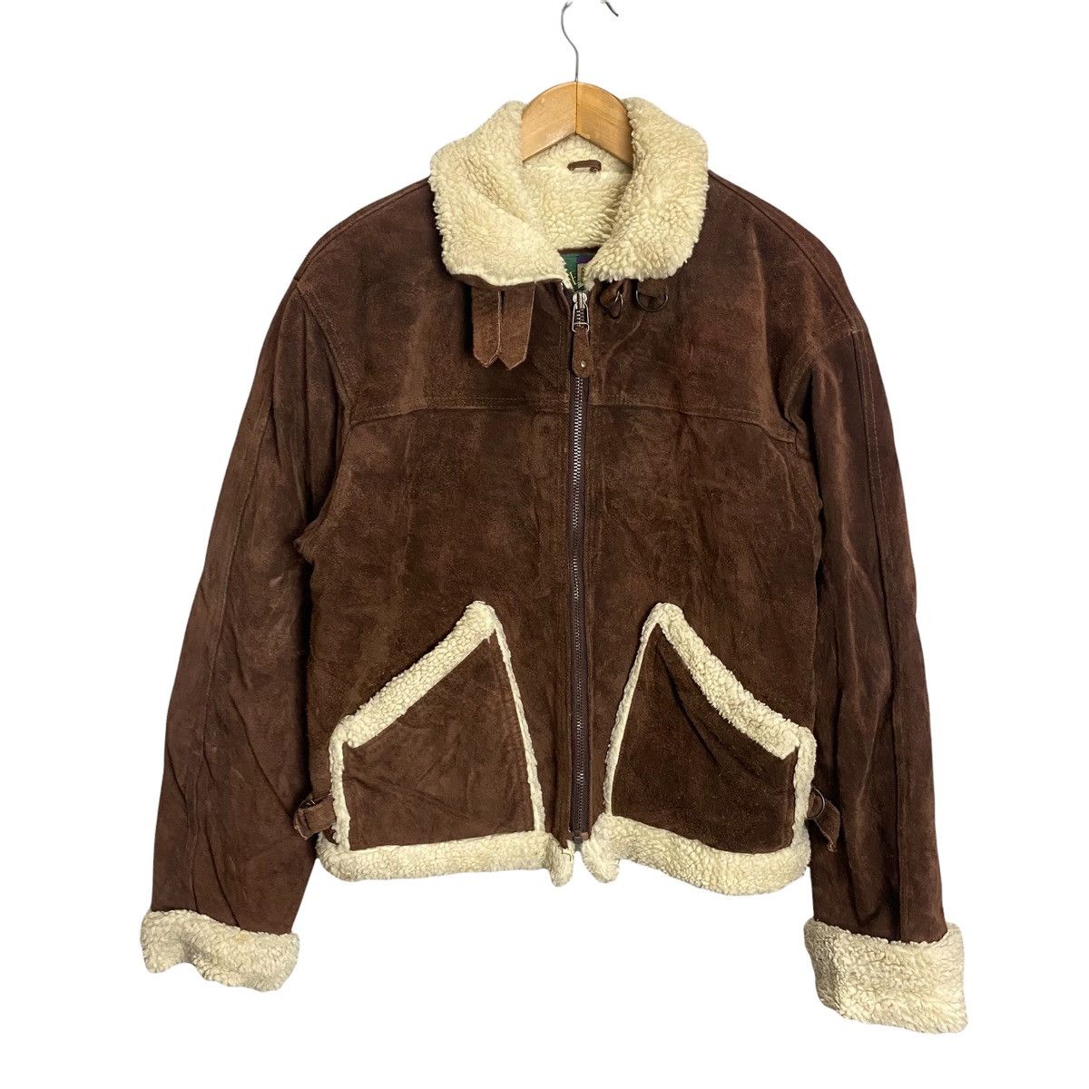 Genuine Leather vintage suede sherpa leather jacket zipper up Size US M / EU 48-50 / 2 - 1 Thumbnail