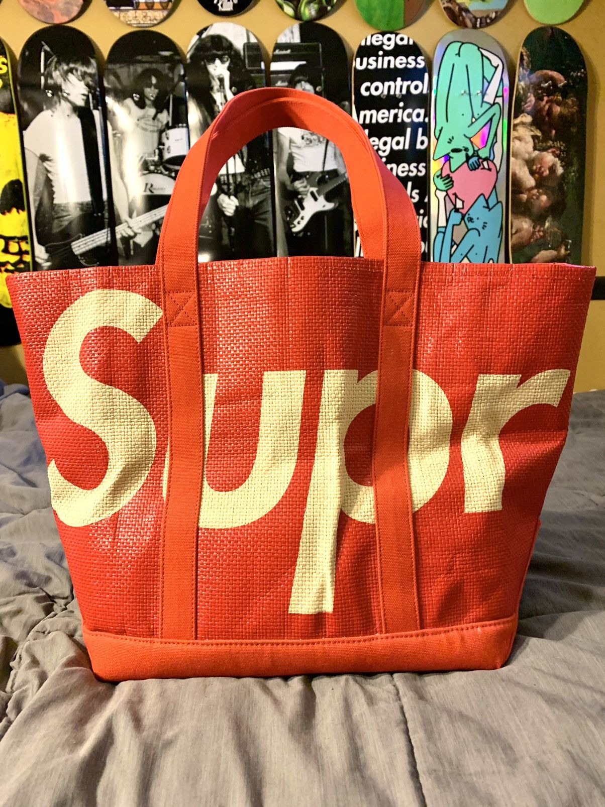 Supreme Supreme Raffia Tote Bag Red Woven SS20 | Grailed