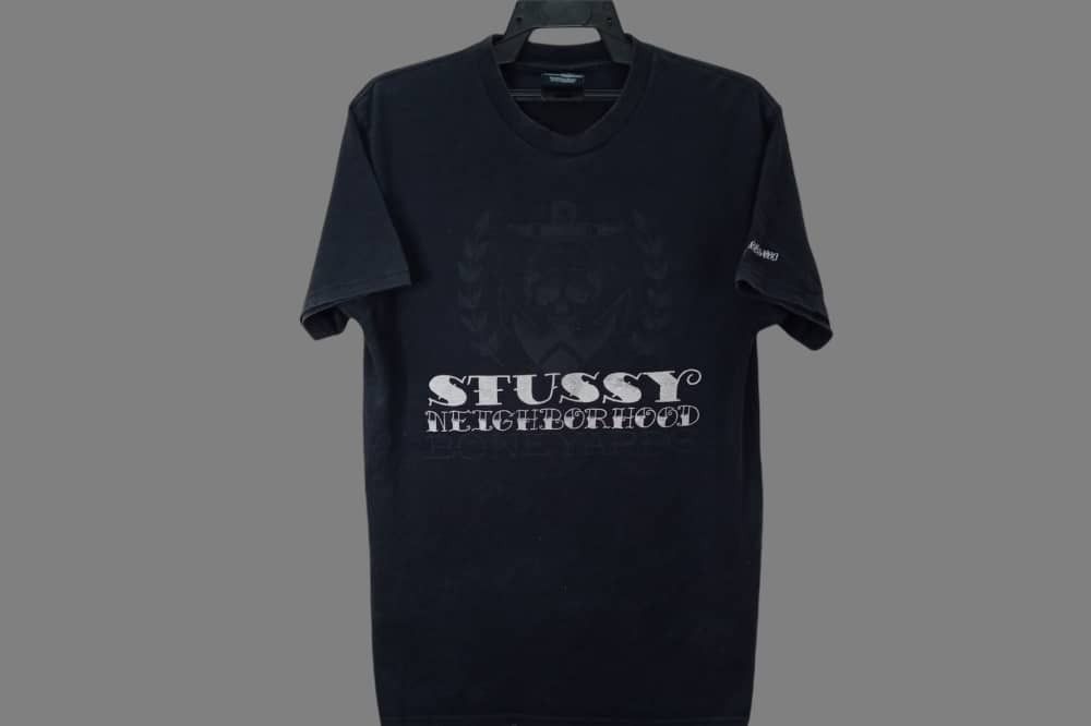 00s stussy × neighborhood print t-shirt Rare VTG STUSSY x NEIGHBORHOOD Boneyards No Quarter T Shirt