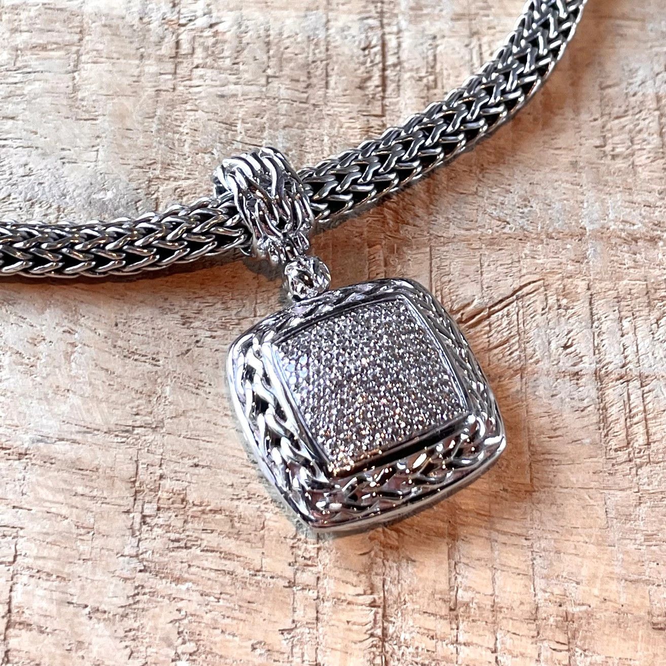 John Hardy John Hardy Classic Chain 7mm With Square Diamond Pendant Size ONE SIZE - 2 Thumbnail