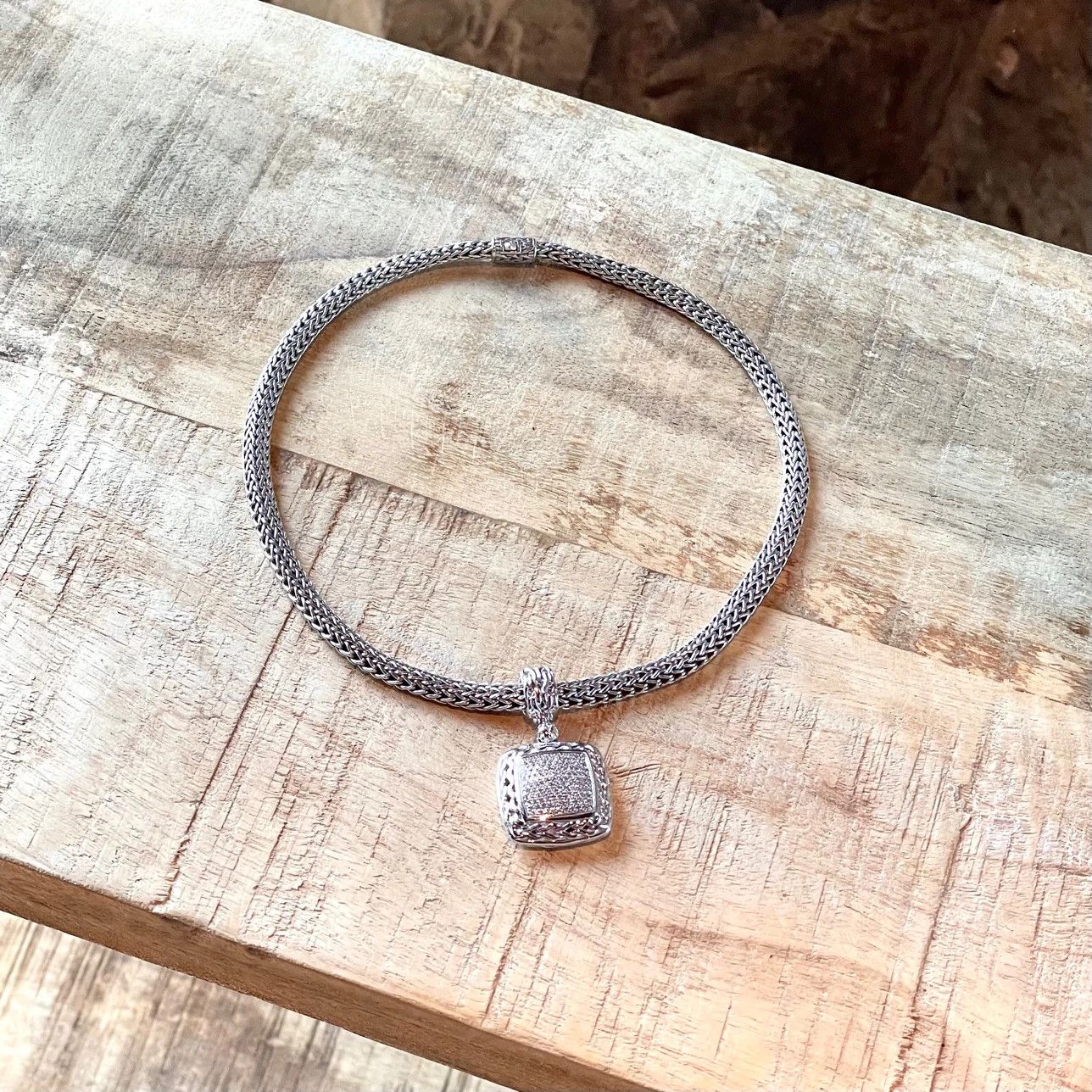 John Hardy John Hardy Classic Chain 7mm With Square Diamond Pendant Size ONE SIZE - 1 Thumbnail