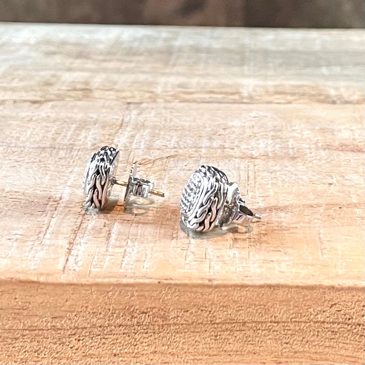 John Hardy John Hardy Classic Chain Stud Silver Earrings with Diamonds Size ONE SIZE - 4 Thumbnail