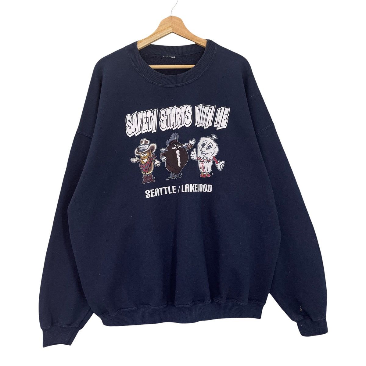 Japanese Brand 90s Safety Star With Me Crewneck Sweatshirt Size XXL Size US XXL / EU 58 / 5 - 1 Thumbnail