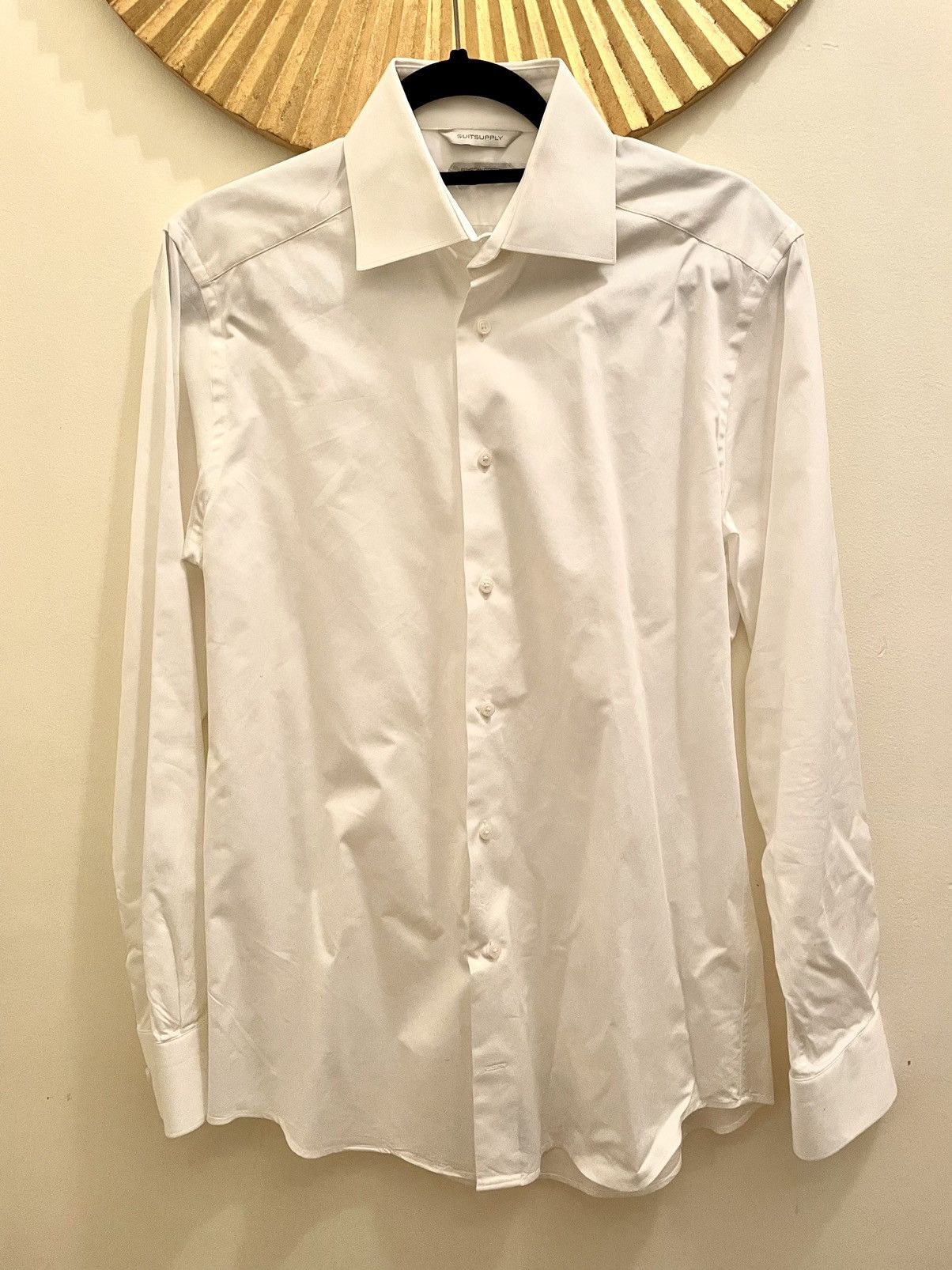 Suitsupply Suitsupply Egyptian Cotton White Fine Twill Slim Fit Shirt Size US M / EU 48-50 / 2 - 1 Thumbnail