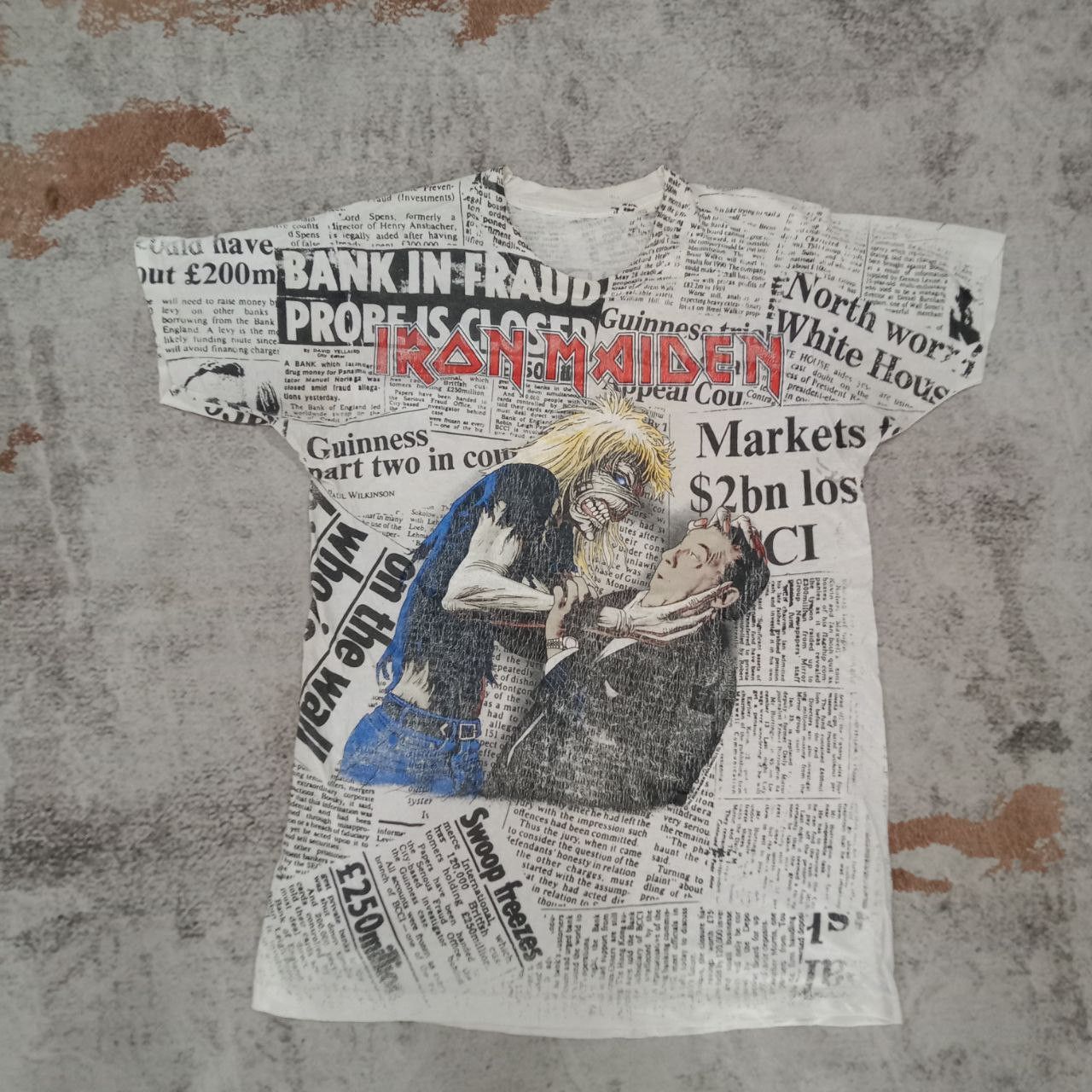 T shirt iron maiden paper print vintage rare