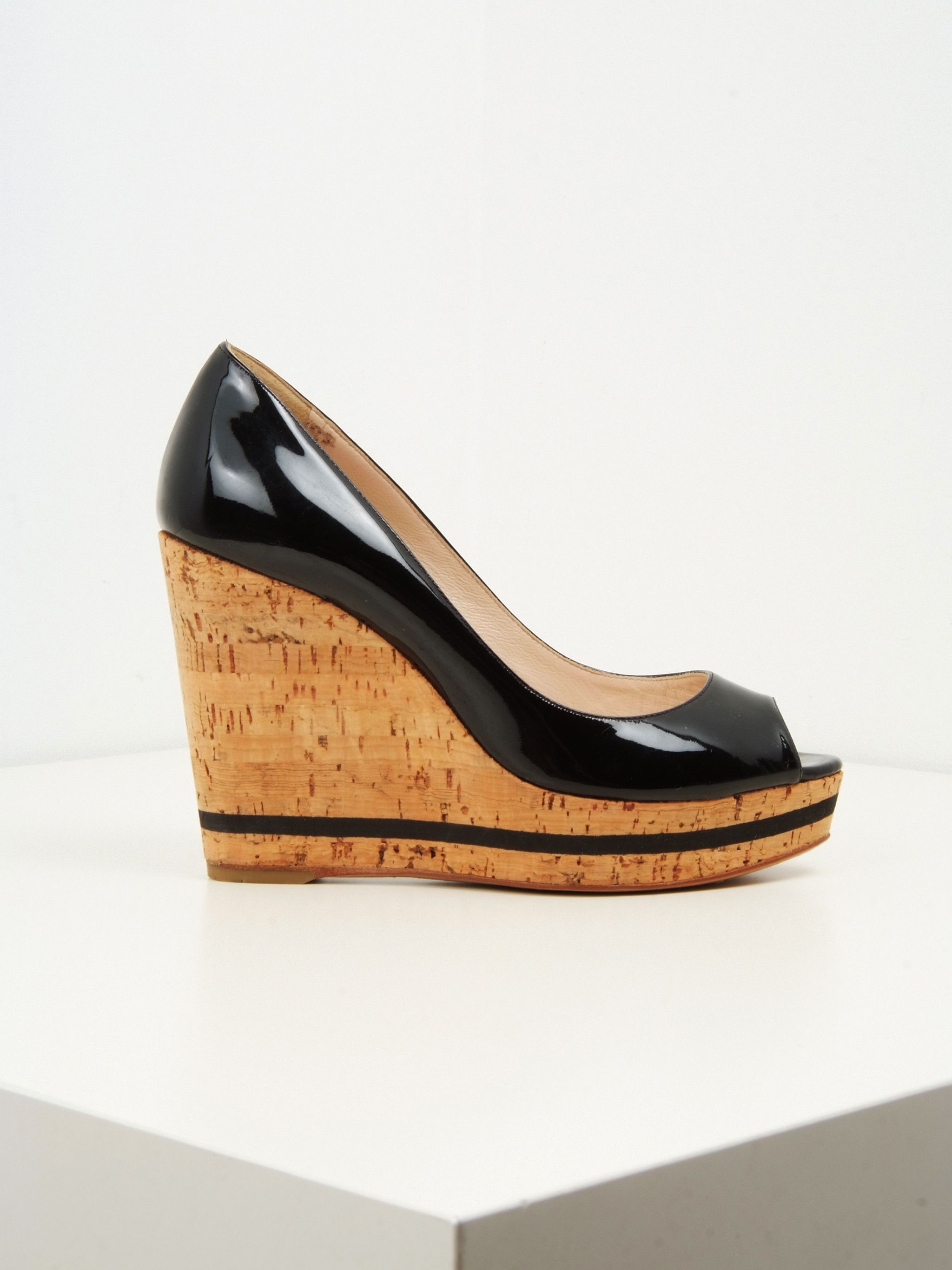 Prada pump platform cork black shoes