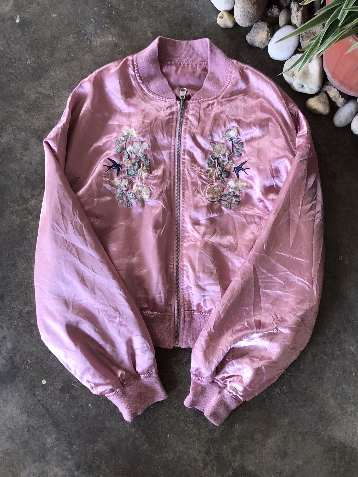 Japanese Brand Sukajan Souvenir Embroidery Pink Flower Jacket Yokosuka Size S / US 4 / IT 40 - 7 Thumbnail