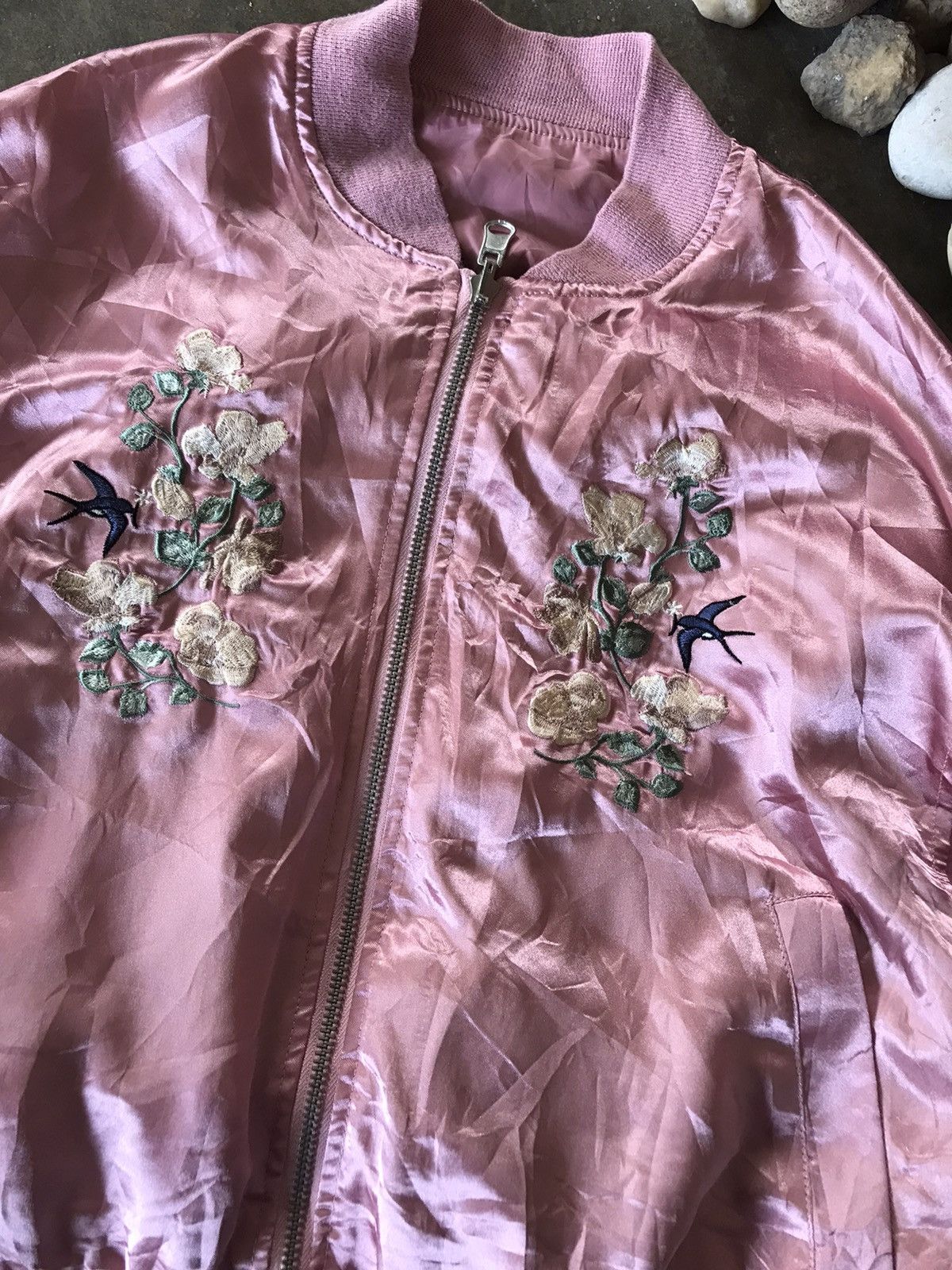 Japanese Brand Sukajan Souvenir Embroidery Pink Flower Jacket Yokosuka Size S / US 4 / IT 40 - 6 Thumbnail