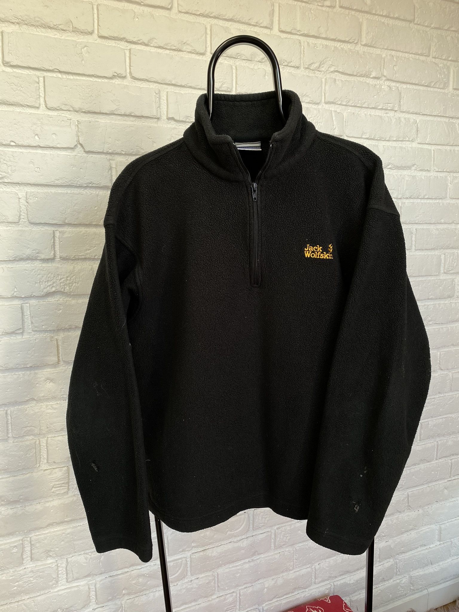 Jack Wolfskins Outdoor Life Vintage Jack Wolfskin fleece jacket hoodie big logo half zipper L Grailed