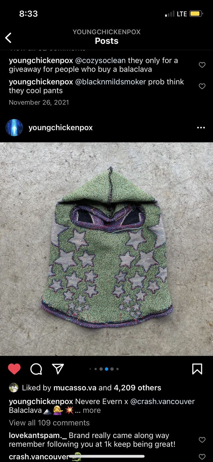Other Nevere Evern X crash.vancouver Balaclava Size 36 - 3 Thumbnail