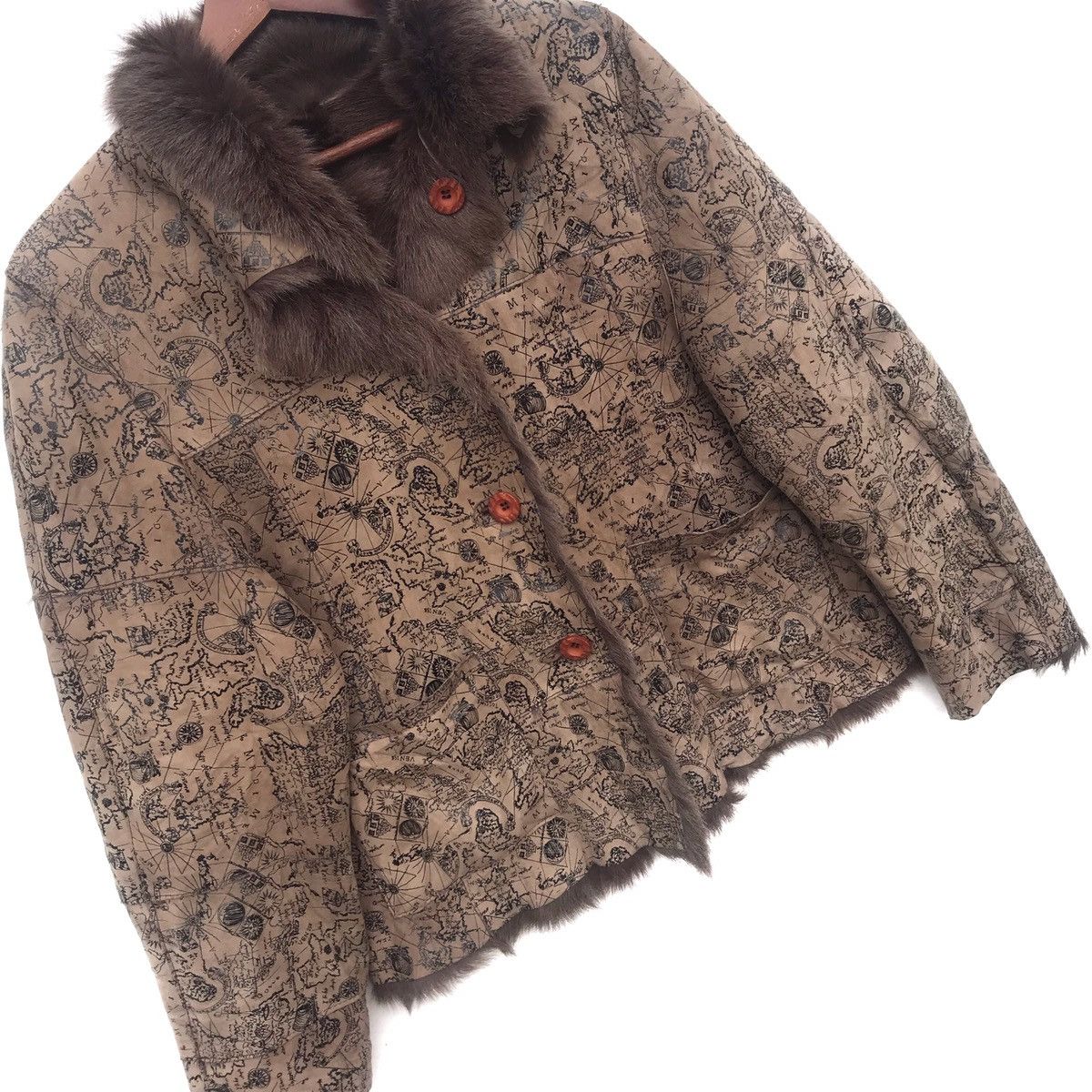 Branded Leather Rare Designer Full Print Map Leather Jacket Size US S / EU 44-46 / 1 - 2 Thumbnail