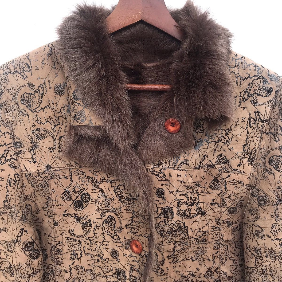 Branded Leather Rare Designer Full Print Map Leather Jacket Size US S / EU 44-46 / 1 - 5 Thumbnail