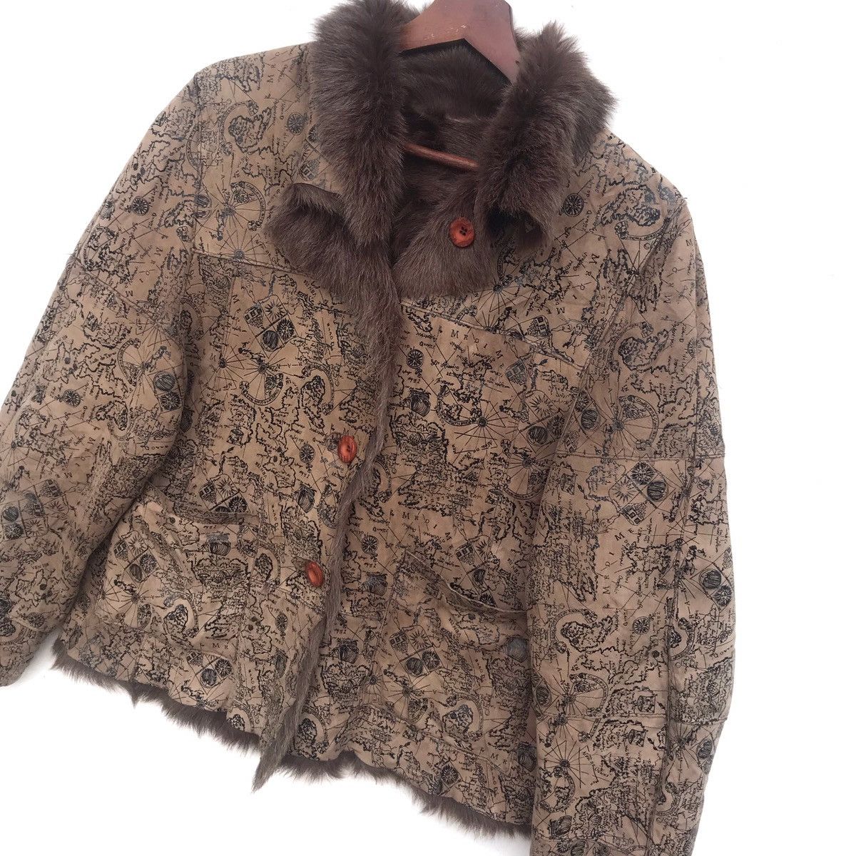 Branded Leather Rare Designer Full Print Map Leather Jacket Size US S / EU 44-46 / 1 - 3 Thumbnail