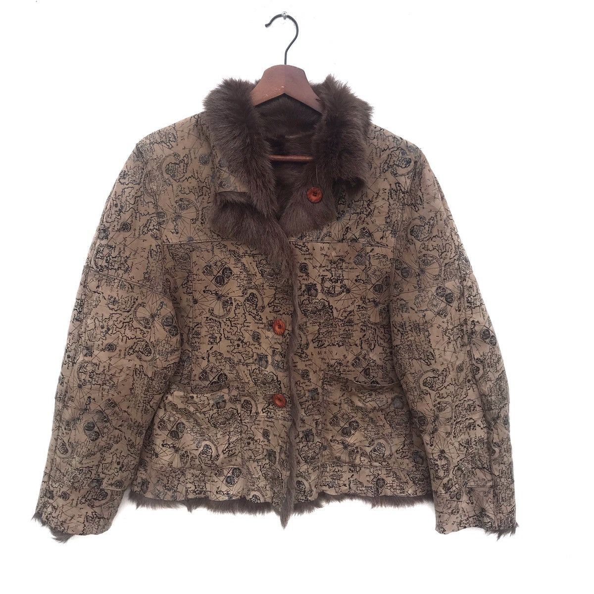 Branded Leather Rare Designer Full Print Map Leather Jacket Size US S / EU 44-46 / 1 - 1 Thumbnail