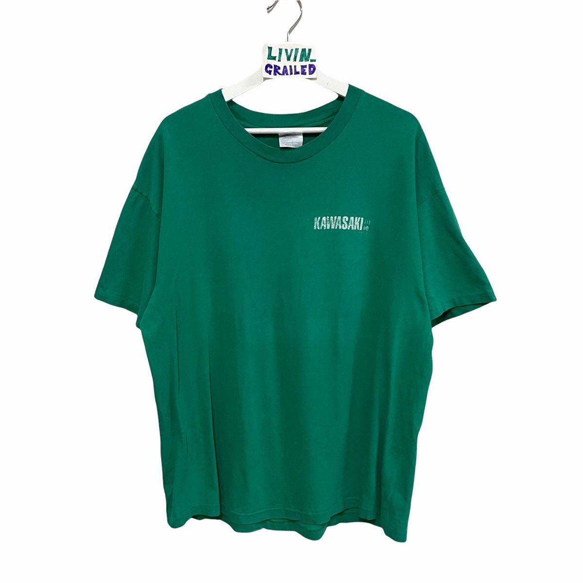 Japanese Brand × Vintage 💥80s HANES KAWASAKI BIG LOGO MOTORSPORT TSHIRT Size US XL / EU 56 / 4 - 5 Thumbnail