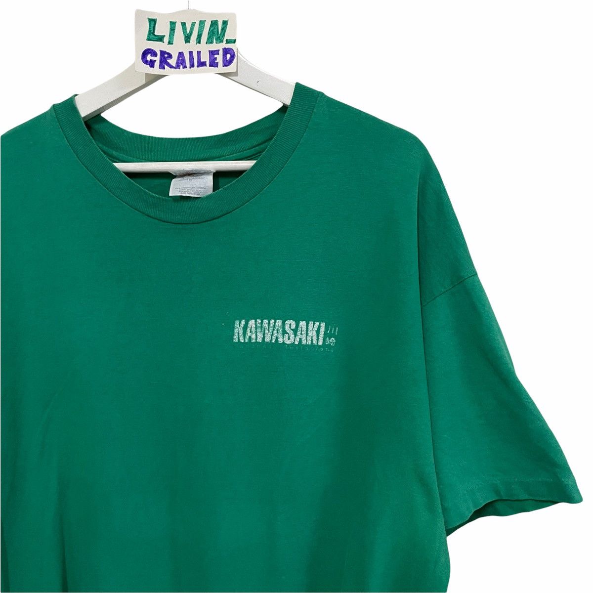 Japanese Brand × Vintage 💥80s HANES KAWASAKI BIG LOGO MOTORSPORT TSHIRT Size US XL / EU 56 / 4 - 6 Thumbnail
