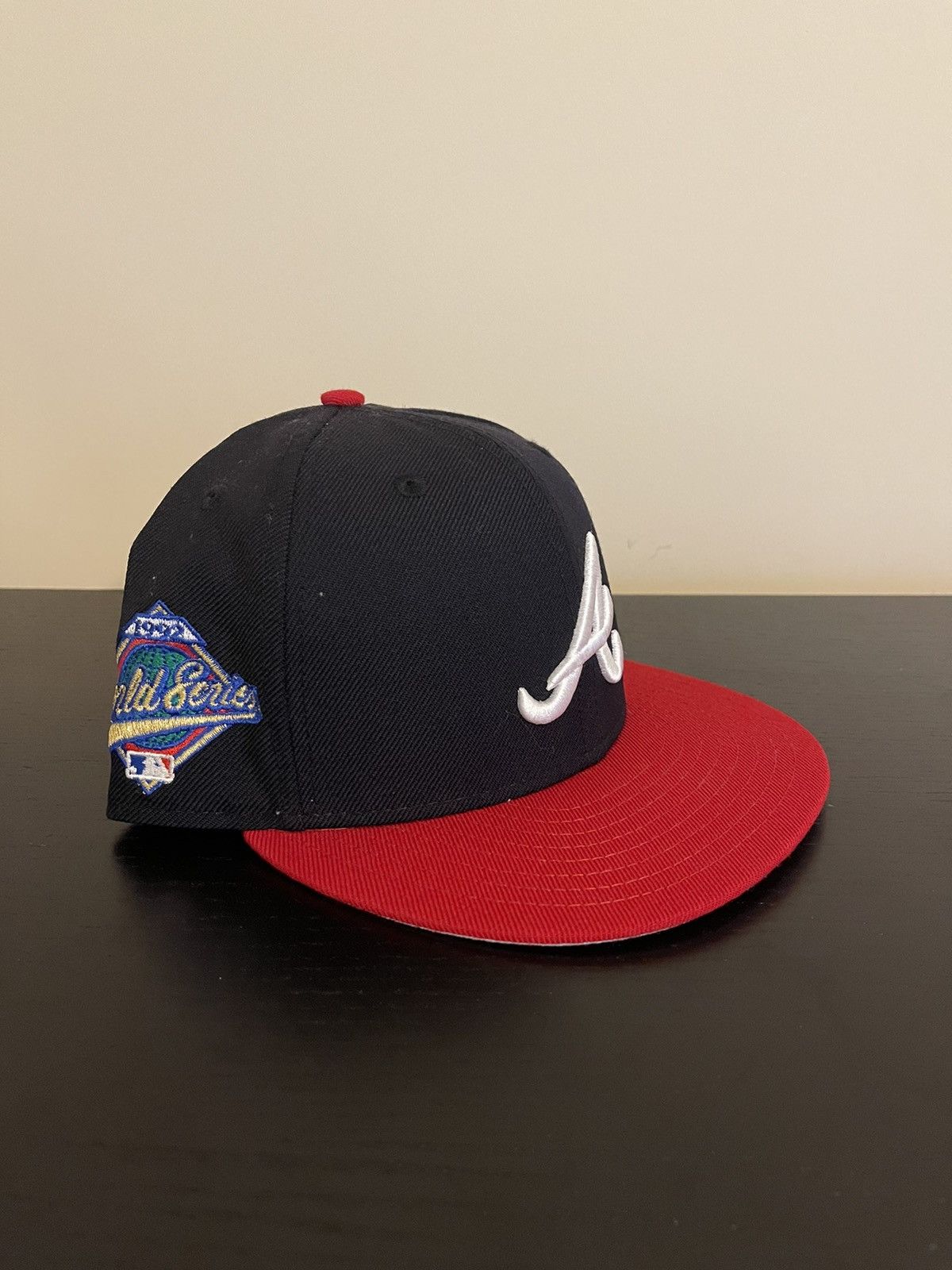 Atlanta Braves 1992 World Series Graphite Black Scarlet 59Fifty Fitted Hat  by MLB x New Era