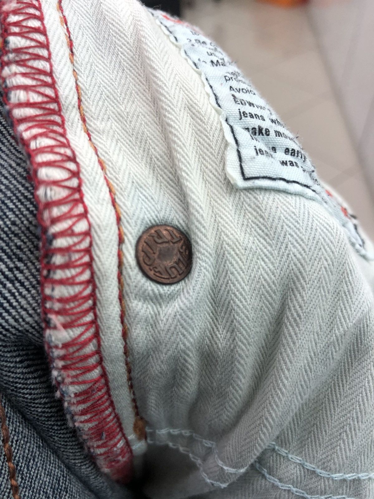 Edwin × Seditionaries Distressed Denim sashiko boro Brand EDWIN BLUE TRIP Size US 34 / EU 50 - 19 Thumbnail