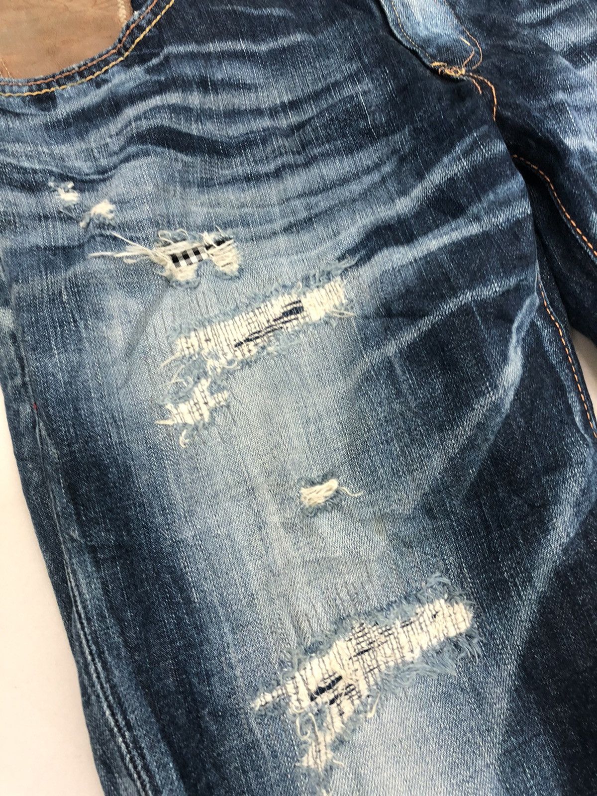Edwin × Seditionaries Distressed Denim sashiko boro Brand EDWIN BLUE TRIP Size US 34 / EU 50 - 10 Thumbnail