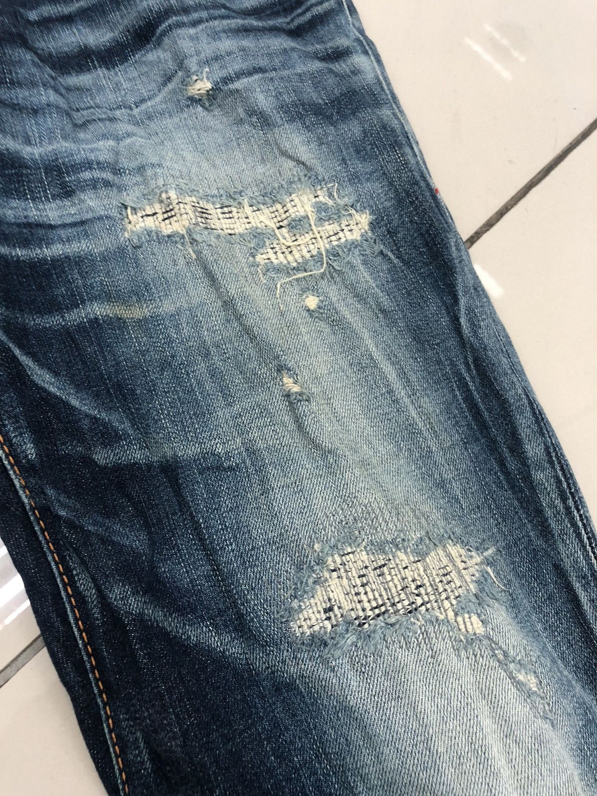 Edwin × Seditionaries Distressed Denim sashiko boro Brand EDWIN BLUE TRIP Size US 34 / EU 50 - 9 Thumbnail