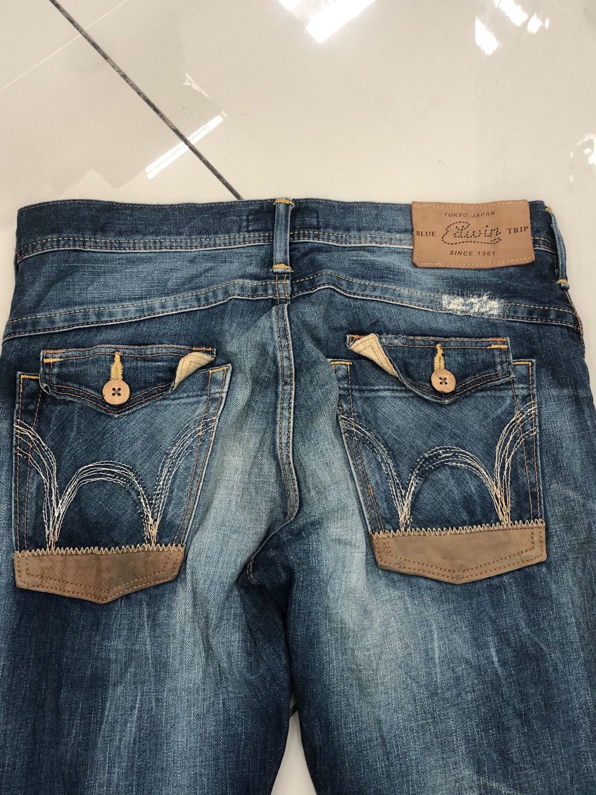Edwin × Seditionaries Distressed Denim sashiko boro Brand EDWIN BLUE TRIP Size US 34 / EU 50 - 16 Thumbnail