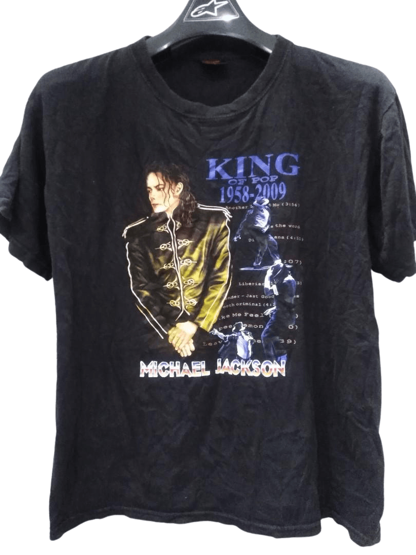 image of Band Tees x Michael Jackson King Of Pop 1958 - 2009 Shirt in Black, Men's (Size Medium)