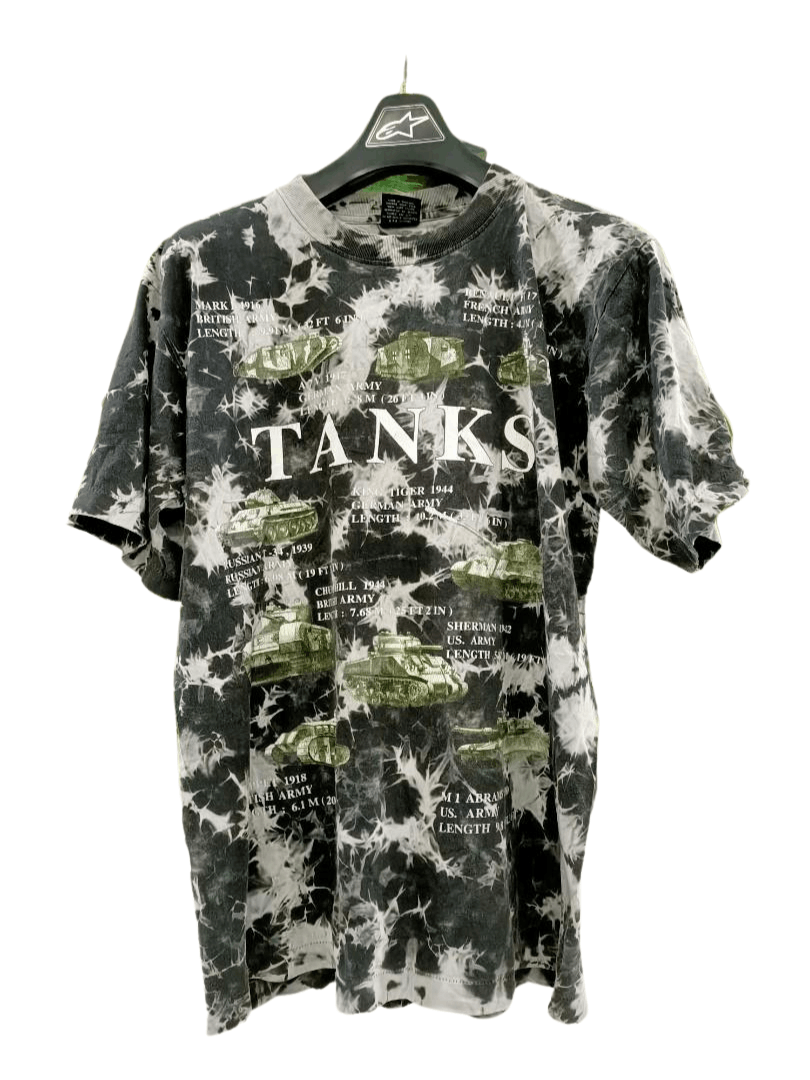 Vintage 90's Army Tanks Camo Tie Dye Fullprint Shirt (RARE) Size US L / EU 52-54 / 3 - 1 Thumbnail