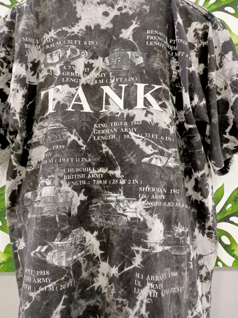 Vintage 90's Army Tanks Camo Tie Dye Fullprint Shirt (RARE) Size US L / EU 52-54 / 3 - 4 Thumbnail