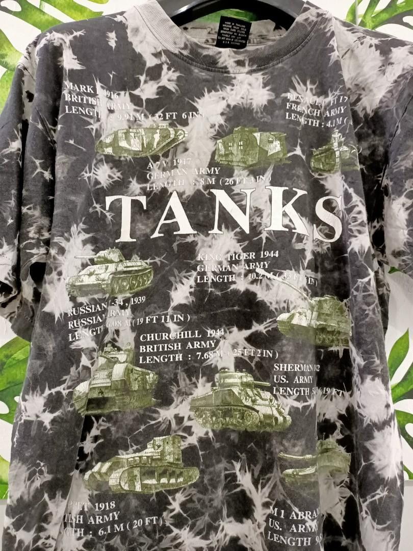 Vintage 90's Army Tanks Camo Tie Dye Fullprint Shirt (RARE) Size US L / EU 52-54 / 3 - 3 Thumbnail