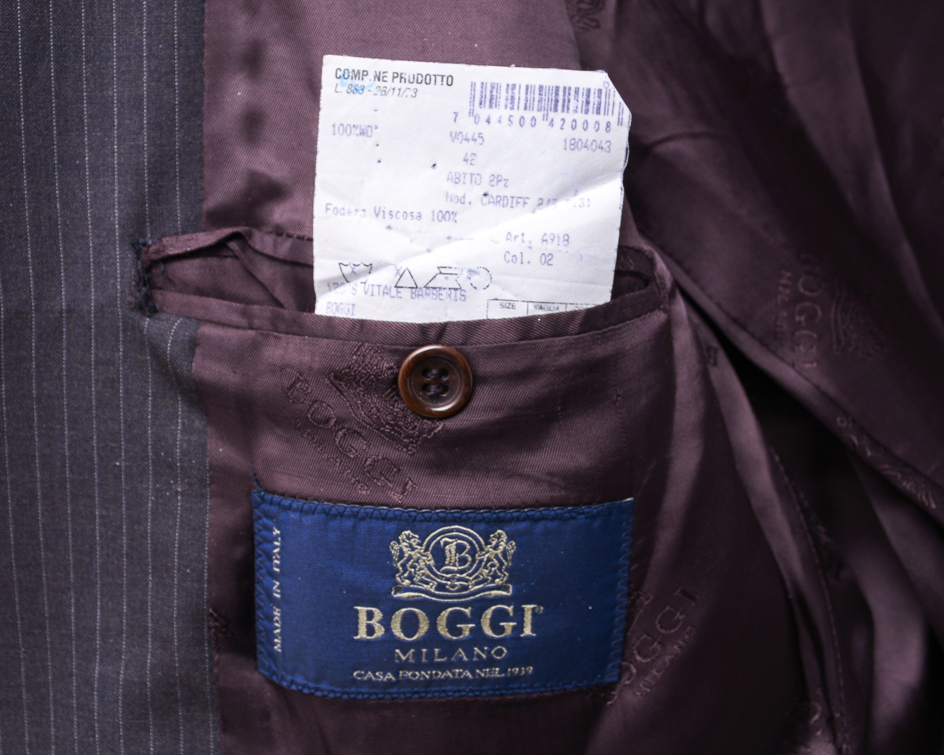 Boggi Pinstriped Suit Jacket Blazer W36 L34 Trousers Pants Size 42R - 6 Thumbnail