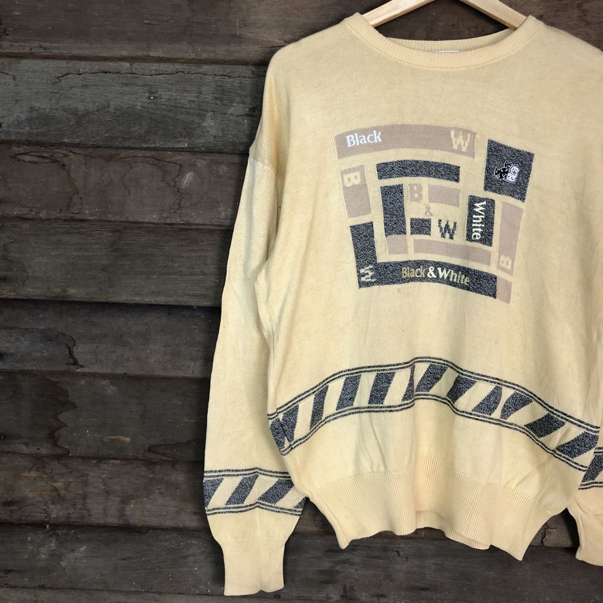 Homespun Knitwear × Japanese Brand × Vintage DLL Black & White Brown Knitwear sweatshirt japan #c686 Size US M / EU 48-50 / 2 - 7 Thumbnail