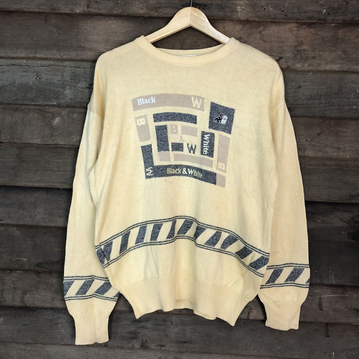 Homespun Knitwear × Japanese Brand × Vintage DLL Black & White Brown Knitwear sweatshirt japan #c686 Size US M / EU 48-50 / 2 - 3 Thumbnail