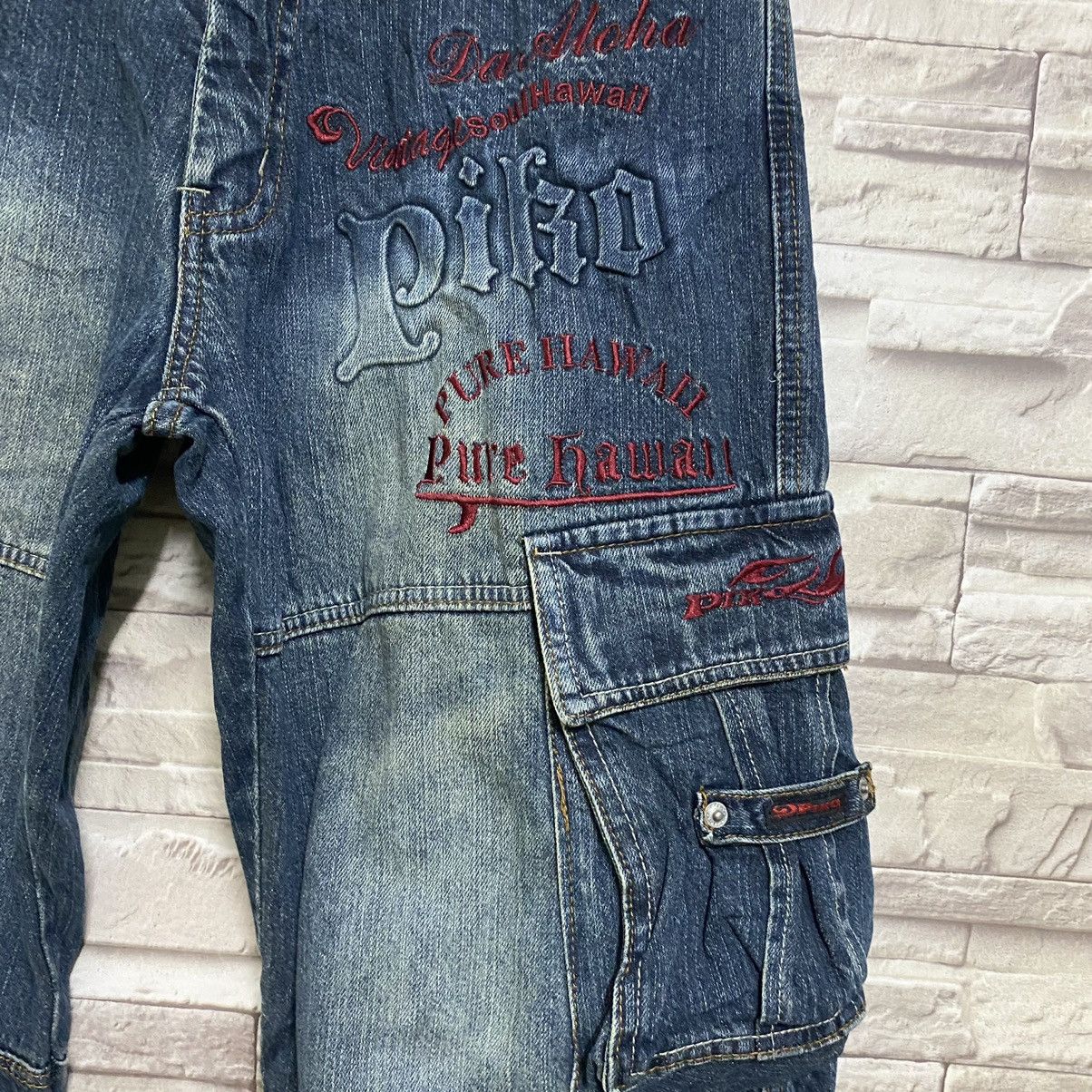 Japanese Brand PIKO Denim Cargo Pants Size US 30 / EU 46 - 7 Thumbnail