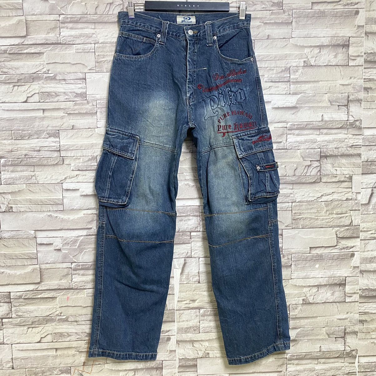 Japanese Brand PIKO Denim Cargo Pants Size US 30 / EU 46 - 3 Thumbnail