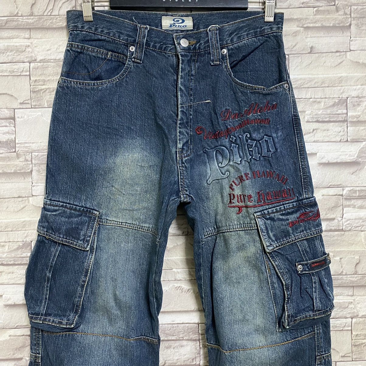 Japanese Brand PIKO Denim Cargo Pants Size US 30 / EU 46 - 4 Thumbnail