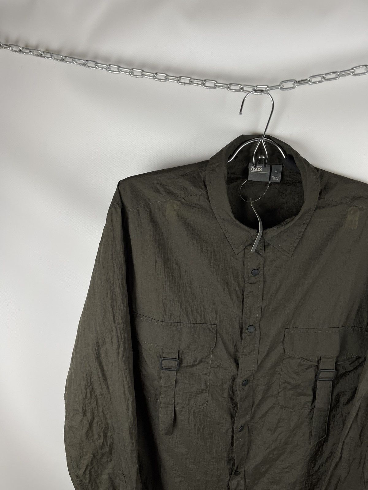 Asos ASOS khaki 2 pocket shimmer light shirt military utility Size US XL / EU 56 / 4 - 2 Thumbnail