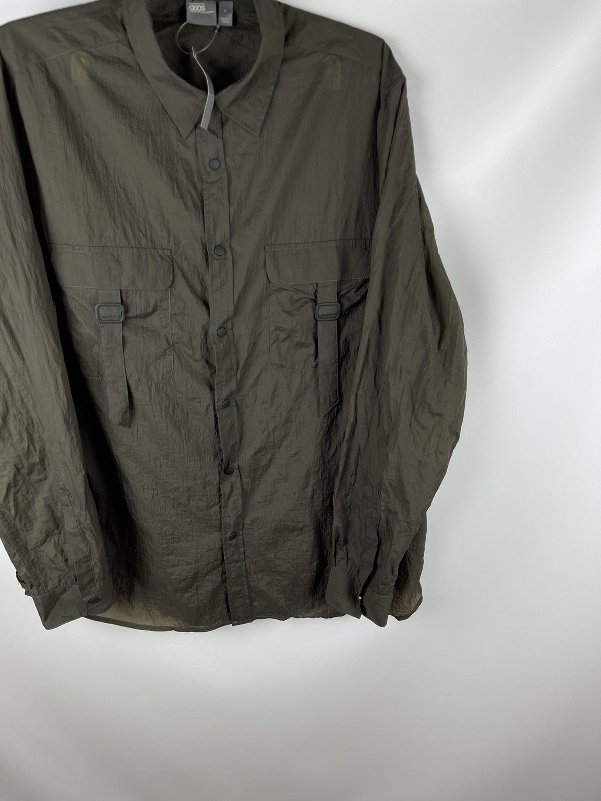 Asos ASOS khaki 2 pocket shimmer light shirt military utility Size US XL / EU 56 / 4 - 5 Thumbnail