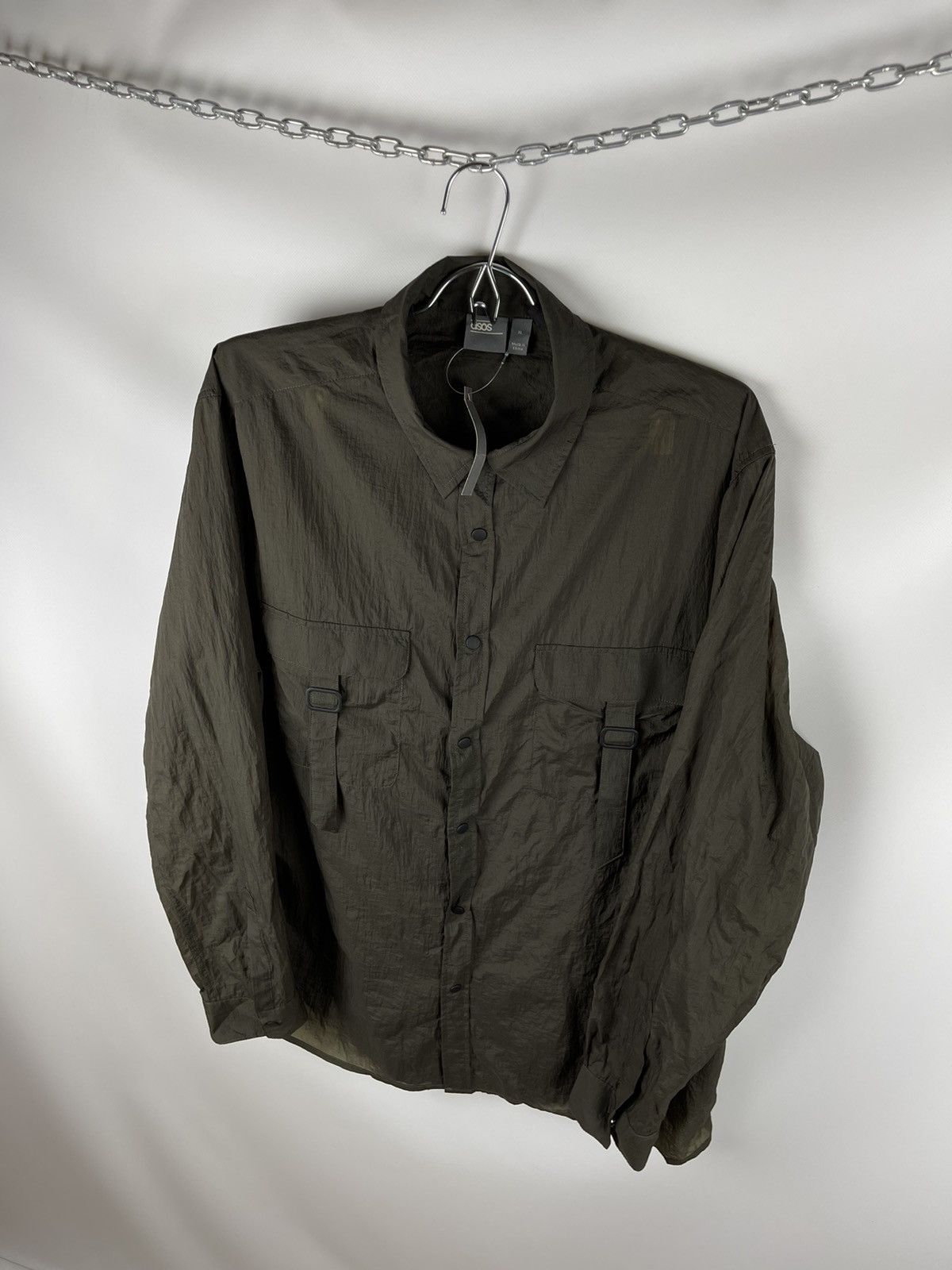 Asos ASOS khaki 2 pocket shimmer light shirt military utility Size US XL / EU 56 / 4 - 6 Thumbnail
