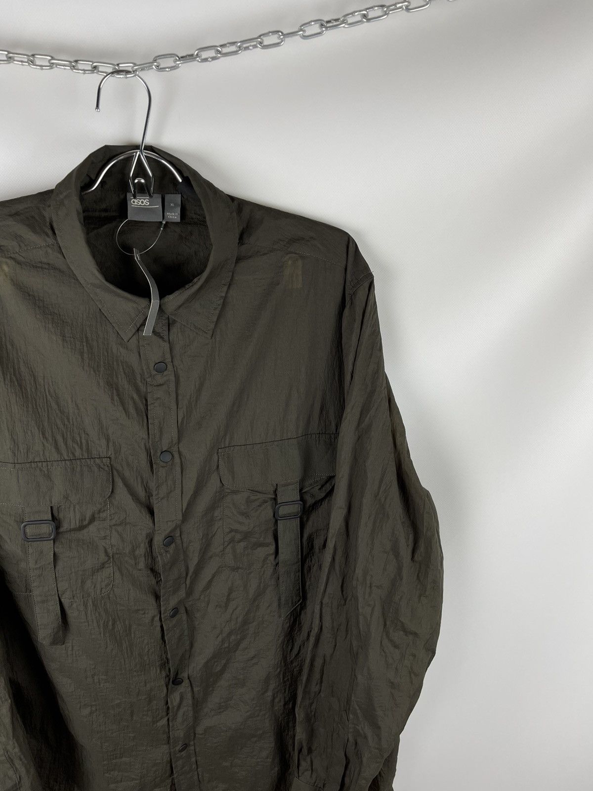 Asos ASOS khaki 2 pocket shimmer light shirt military utility Size US XL / EU 56 / 4 - 3 Thumbnail