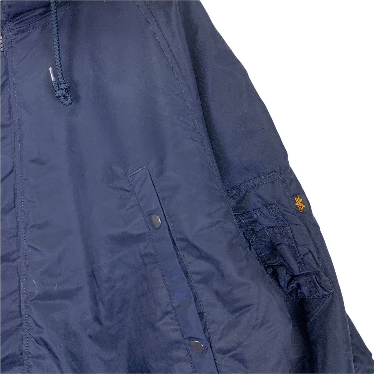 Alpha Industries Vintage Alpha Industries Hoodie Navy Blue Bomber Jacket Size US XL / EU 56 / 4 - 4 Thumbnail