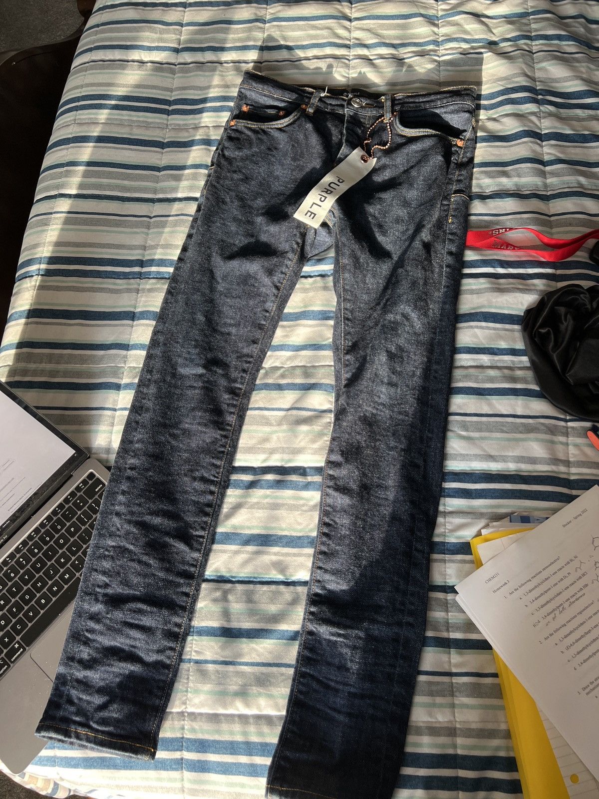 Purple P001 Purple Jeans Navy Blue Size US 29 - 1 Thumbnail